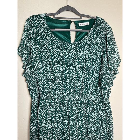 Nemidor Women's Layer Ruffle Animal Print Elastic Waist Short Sleeve Dress 18 - Picture 5 of 16